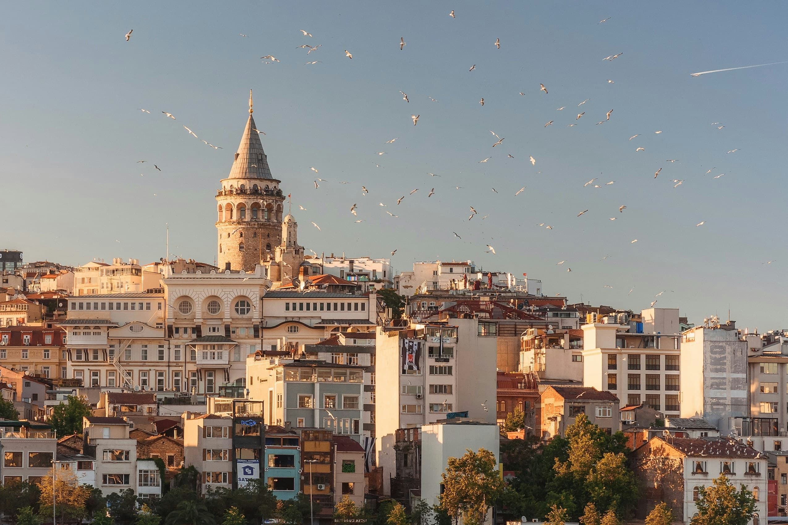 City skyline at golden hour